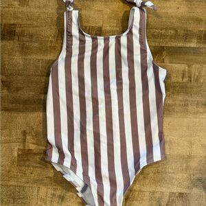 Striped Kids Swimwear SIZE 4/5T in Brown and White